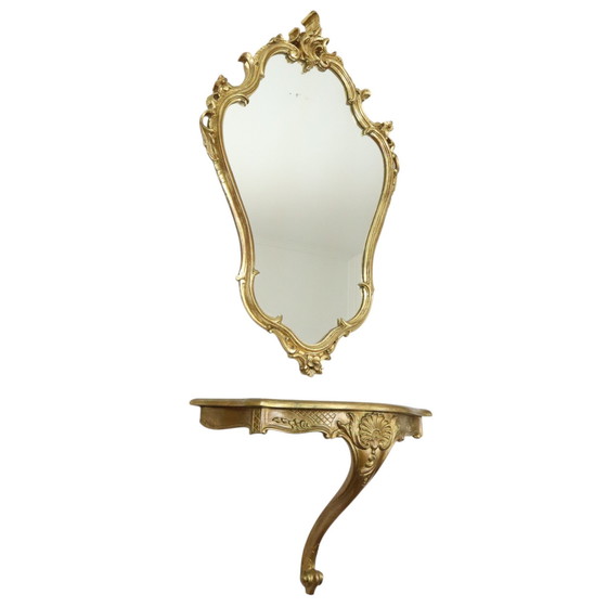 Image 1 of Miroir de style rococo avec console