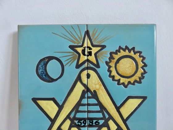 Image 1 of Carreau En Céramique, Ceramic Freemason, Franc Maçonnerie Par Claude Vayssier, France, 1980