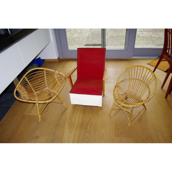 Image 1 of Fauteuil vintage en osier pour enfants "Lemon" par J Rol et J Abraham