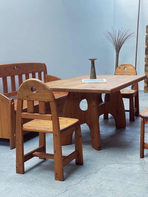 Image 1 of Wasa Ensemble de salle à manger Table, banc & 4 chaises en pin massif 1994