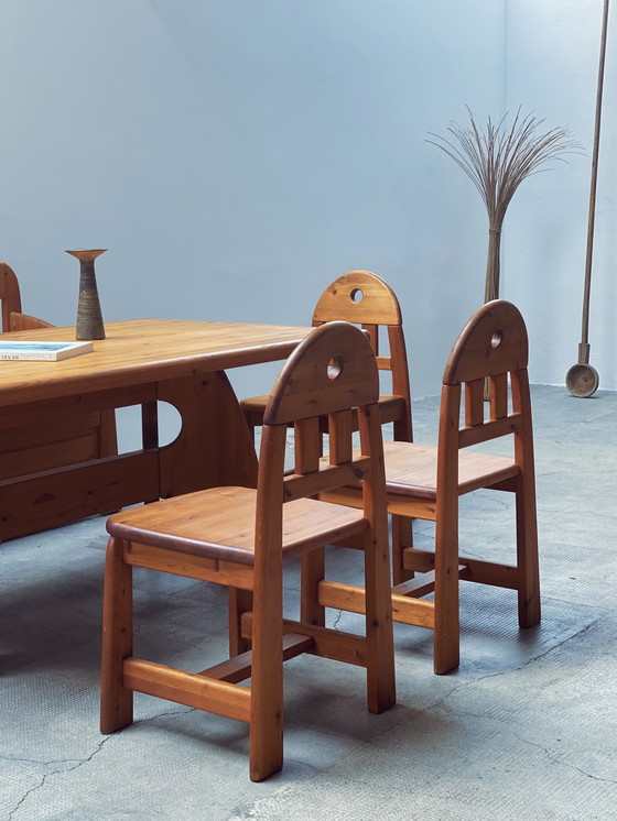 Image 1 of Wasa Ensemble de salle à manger Table, banc & 4 chaises en pin massif 1994