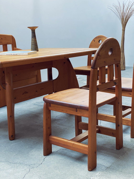 Image 1 of Wasa Ensemble de salle à manger Table, banc & 4 chaises en pin massif 1994