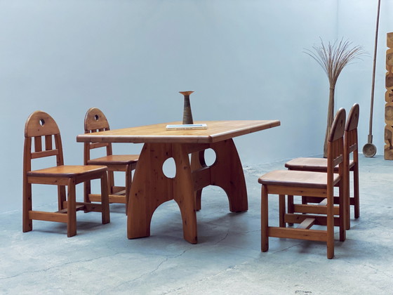 Image 1 of Wasa Ensemble de salle à manger Table, banc & 4 chaises en pin massif 1994