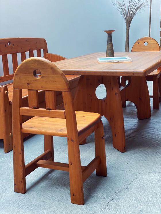 Image 1 of Wasa Ensemble de salle à manger Table, banc & 4 chaises en pin massif 1994