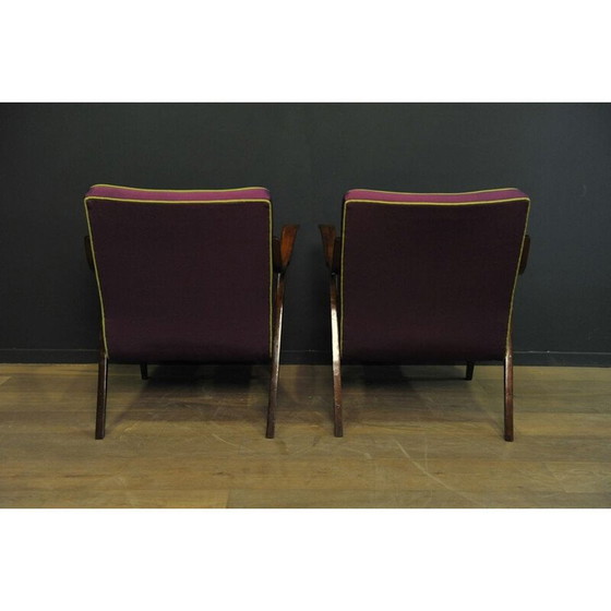 Image 1 of Paire de fauteuils violets vintage, 1950