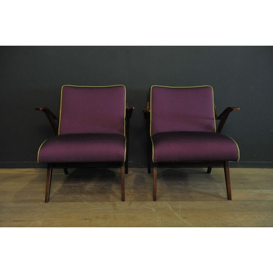 Image 1 of Paire de fauteuils violets vintage, 1950