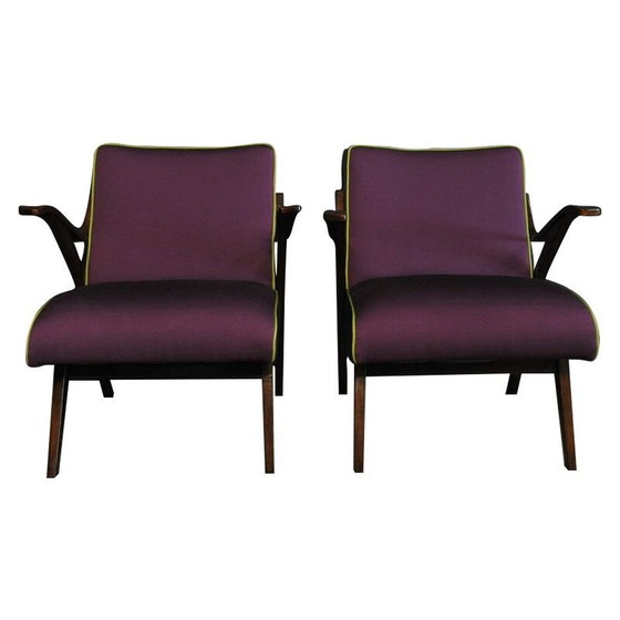 Image 1 of Paire de fauteuils violets vintage, 1950