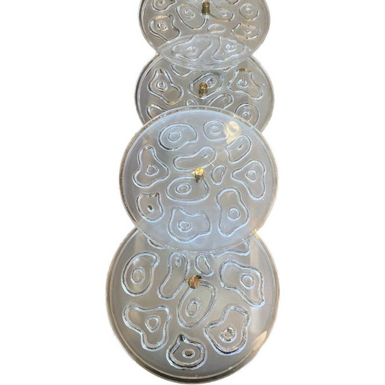 Image 1 of Paire d'appliques vintage en laiton et verre de Murano, or et blanc, 1970