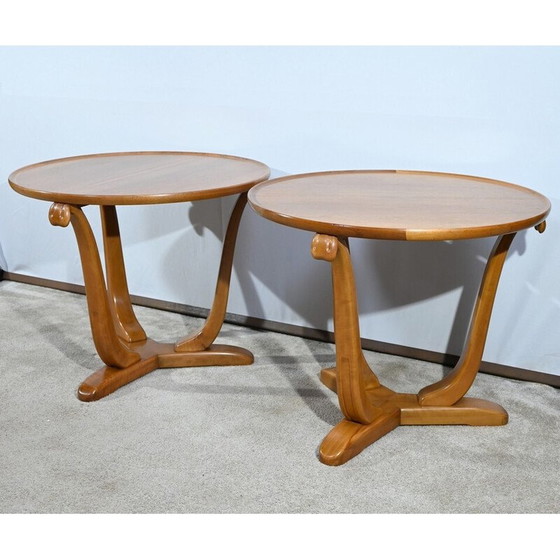 Image 1 of Paire de tables basses Art Déco en noyer et cerisier plaqué, 1930