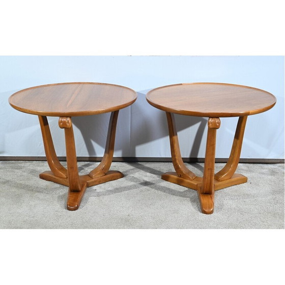 Image 1 of Paire de tables basses Art Déco en noyer et cerisier plaqué, 1930