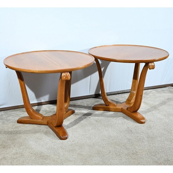 Image 1 of Paire de tables basses Art Déco en noyer et cerisier plaqué, 1930