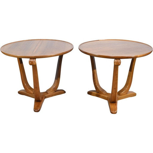 Paire de tables basses Art Déco en noyer et cerisier plaqué, 1930