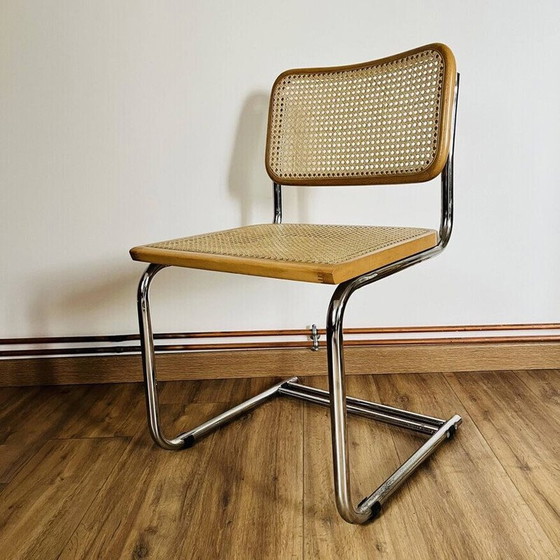 Image 1 of Chaise vintage B32 en acier chromé et cannage de Marcel Breuer, Italie