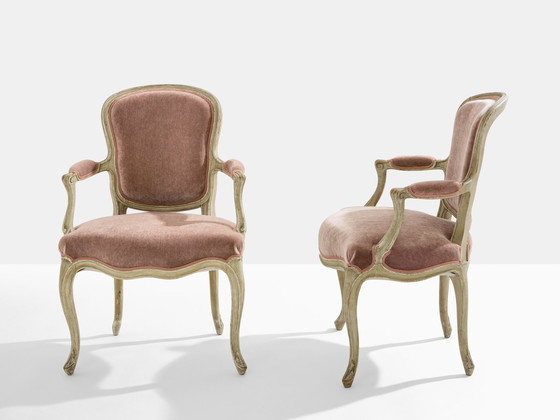 Image 1 of Paire de fauteuils néoclassiques Louis XV estampillés Maison Jansen 1940s