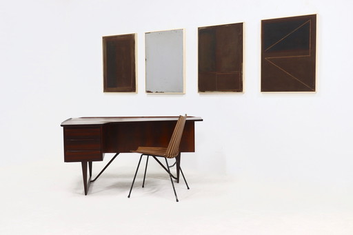 Bureau Vintage Peter Løvig Nielsen For Hedensted Møbelfabrik Denmark Boomerang Desk