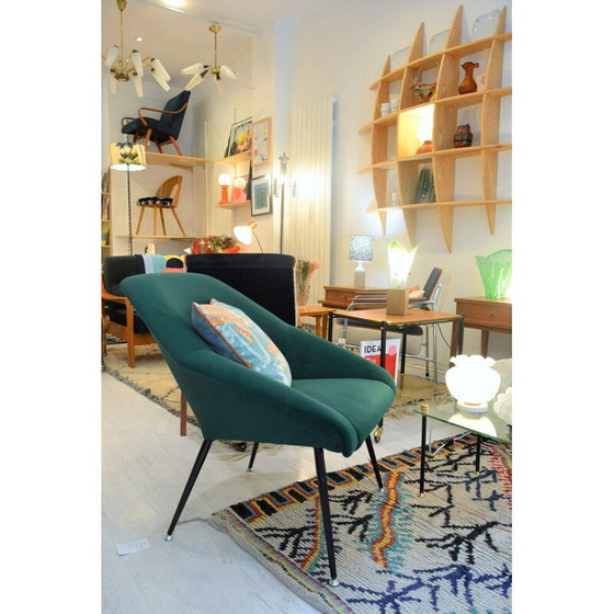 Image 1 of Fauteuil à coquille vert vintage 1970