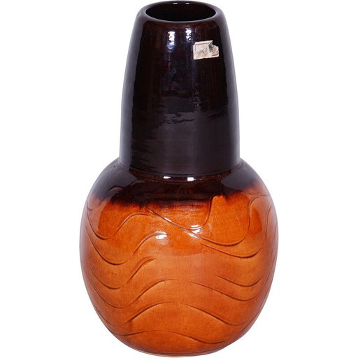 Vase du milieu du siècle en céramique émaillée, Tchécoslovaquie années 1950