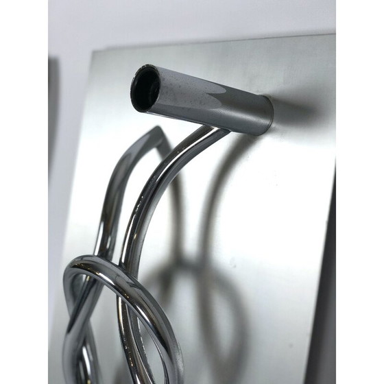 Image 1 of Paire d'appliques vintage en aluminium et chrome par Giacomo Benevelli, Italie 1970