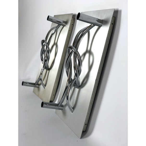 Image 1 of Paire d'appliques vintage en aluminium et chrome par Giacomo Benevelli, Italie 1970