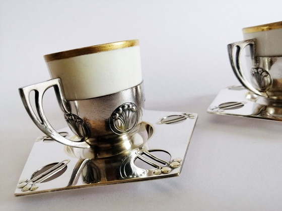 Image 1 of Wmf Modèle Nº332 Art Nouveau Paire de tasses à moka Designer Albin Müller 1905
