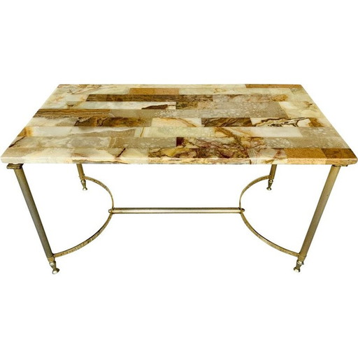 Table basse vintage en marbre et onyx, 1970