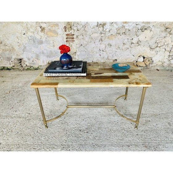 Image 1 of Table basse vintage en marbre et onyx, 1970