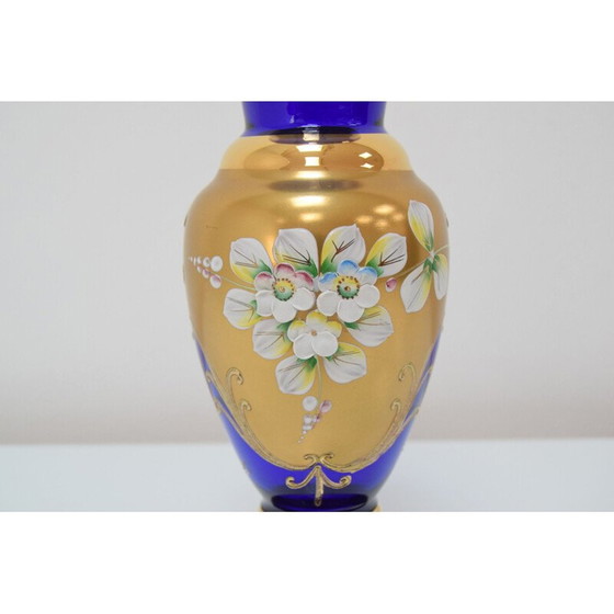 Image 1 of Vase vintage en verre fait à la main, Tchécoslovaquie 1960