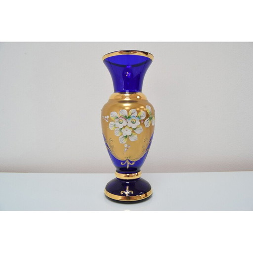 Vase vintage en verre fait à la main, Tchécoslovaquie 1960