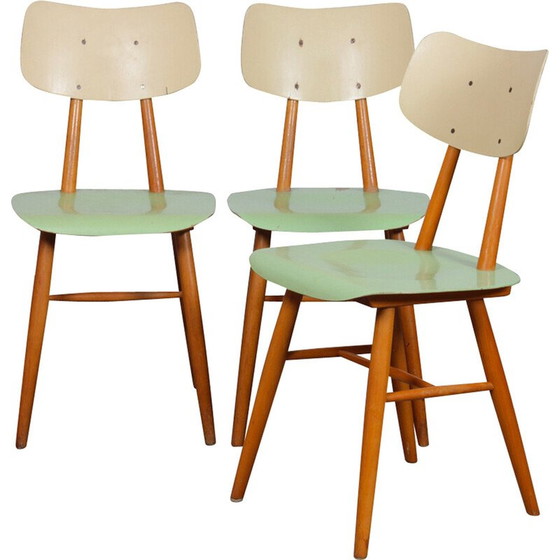 Image 1 of Ensemble de 3 chaises vintage pour Ton, Tchécoslovaquie 1960