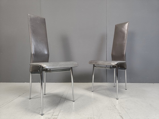 Image 1 of Chaises de salle à manger vintage par Giancarlo Vegni pour Fasem, ensemble de 8, 1980S