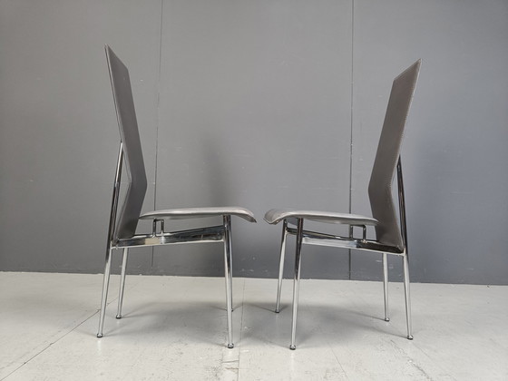 Image 1 of Chaises de salle à manger vintage par Giancarlo Vegni pour Fasem, ensemble de 8, 1980S