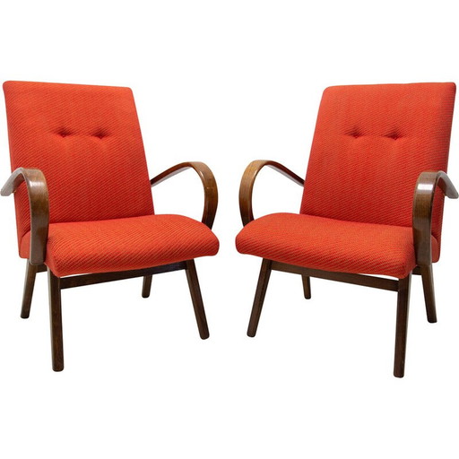 Paire de fauteuils en hêtre du milieu du siècle par Jaroslav Šmídek, Tchécoslovaquie 1970