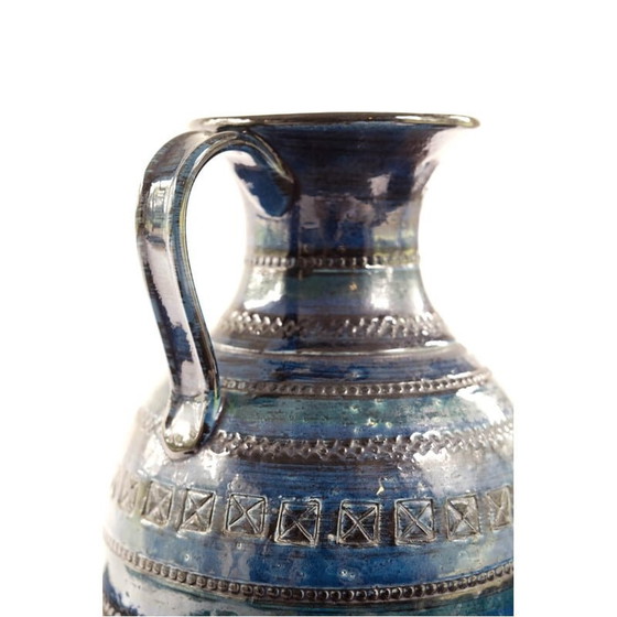 Image 1 of Vase vintage en céramique émaillée bleue par Aldo Londi pour Bitossi, 1960s