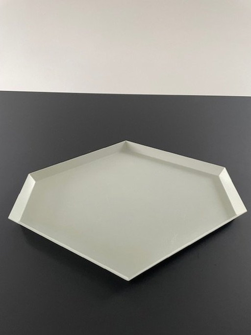 Plateau moderne en métal Hexagone Gris clair/Vert menthe