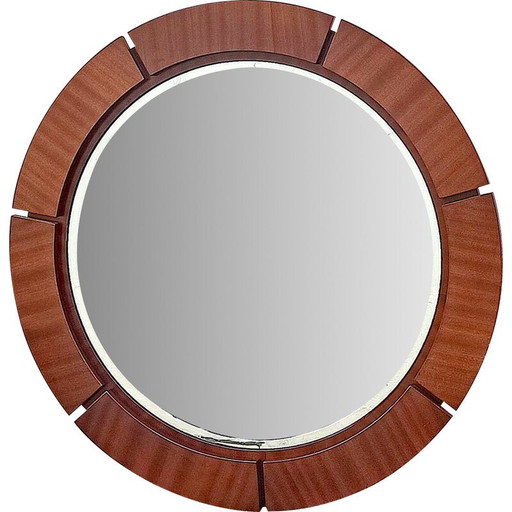 Miroir rond en acajou, 1960