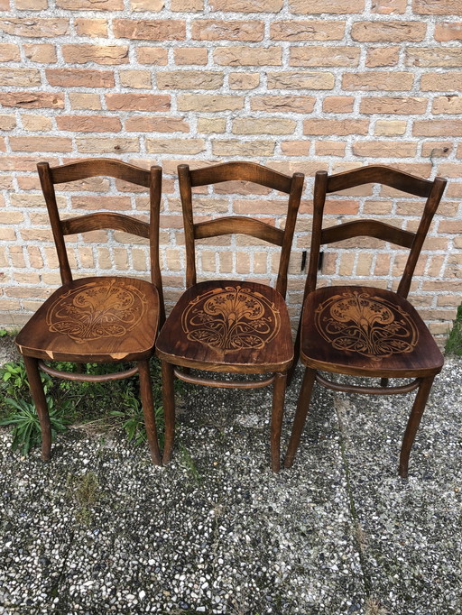 3x chaises Art Nouveau