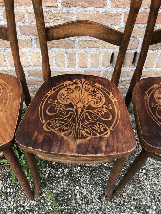 3x chaises Art Nouveau