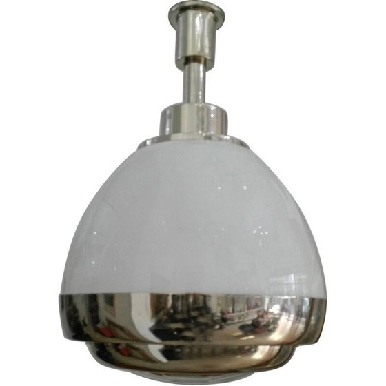 Image 1 of Suspension vintage en verre givré blanc par Pia Guidetti Crippa pour Lumi, 1960