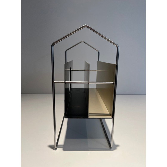 Image 1 of Porte-revues vintage en métal chromé, France 1970