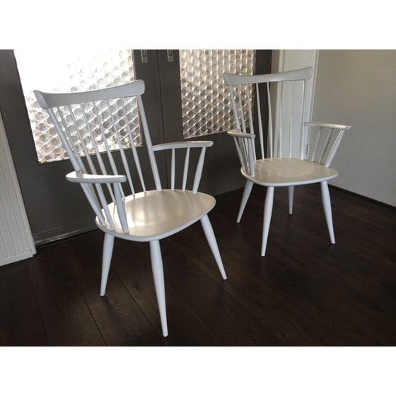 Image 1 of Paire de fauteuils vintage avec tiges blanches, 1950