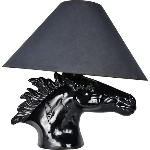 Lampe à tête de cheval en céramique, 1980