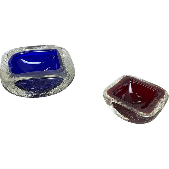 Image 1 of Paire de cendriers vintage en verre de Murano, Italie 1970