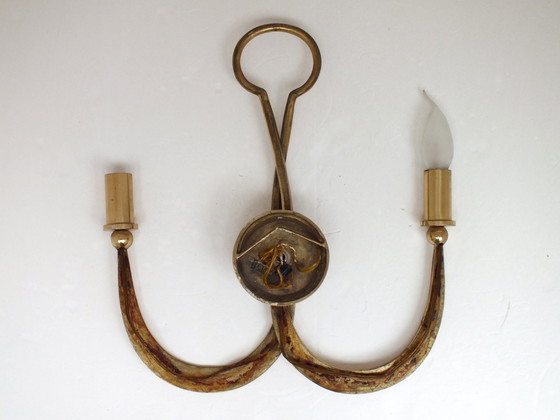 Image 1 of Attribuée à Ciani Florence Atelier Production Attribuée Années 80' Applique élégante en laiton et bronze