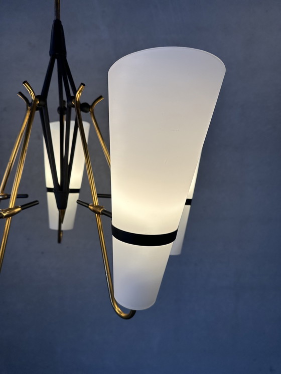 Image 1 of Lampe pendante vintage des années 1950 - Opaline