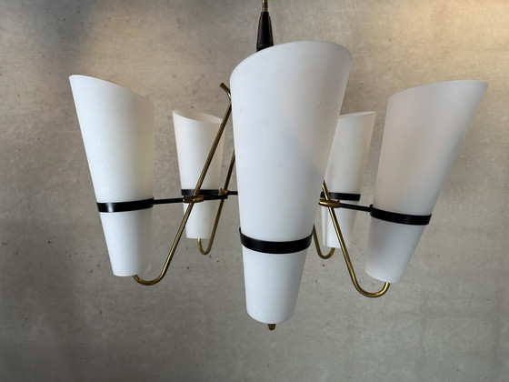 Image 1 of Lampe pendante vintage des années 1950 - Opaline