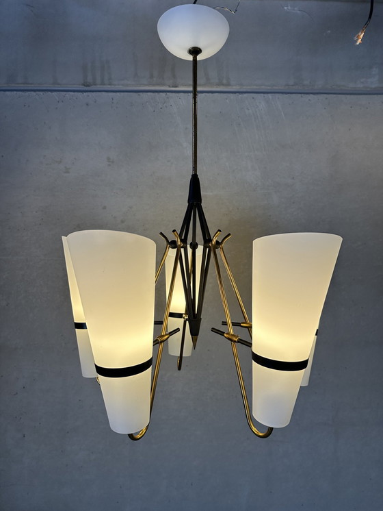 Image 1 of Lampe pendante vintage des années 1950 - Opaline