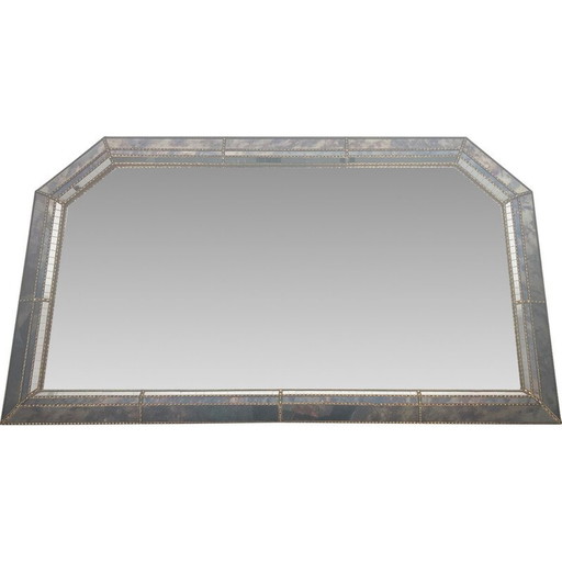 Miroir vintage avec miroirs à facettes et guirlandes en laiton, 1970