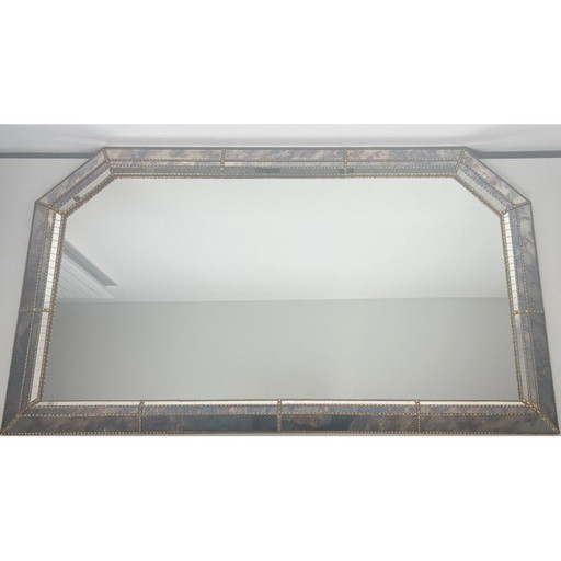 Miroir vintage avec miroirs à facettes et guirlandes en laiton, 1970