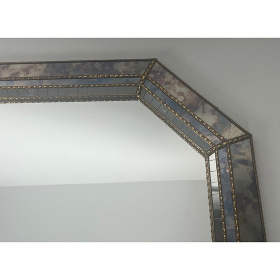 Image 1 of Miroir vintage avec miroirs à facettes et guirlandes en laiton, 1970