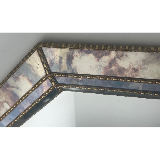 Image 1 of Miroir vintage avec miroirs à facettes et guirlandes en laiton, 1970